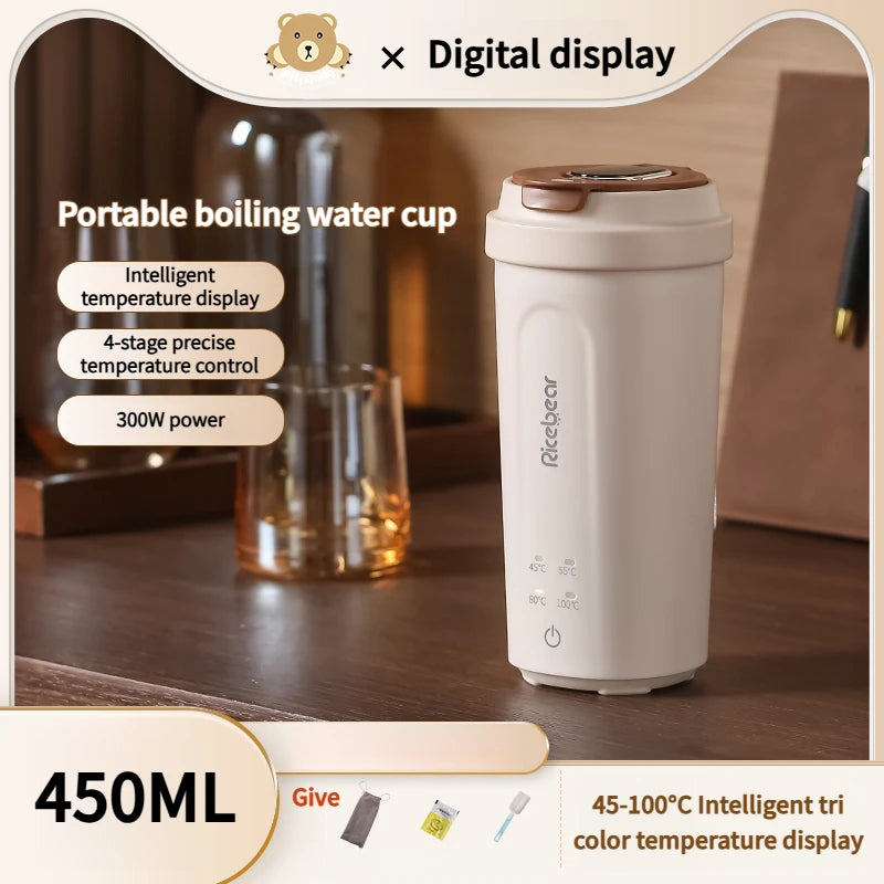 Copo Elétrico Inteligente 450ml – Ferve Água e Mantém Quente